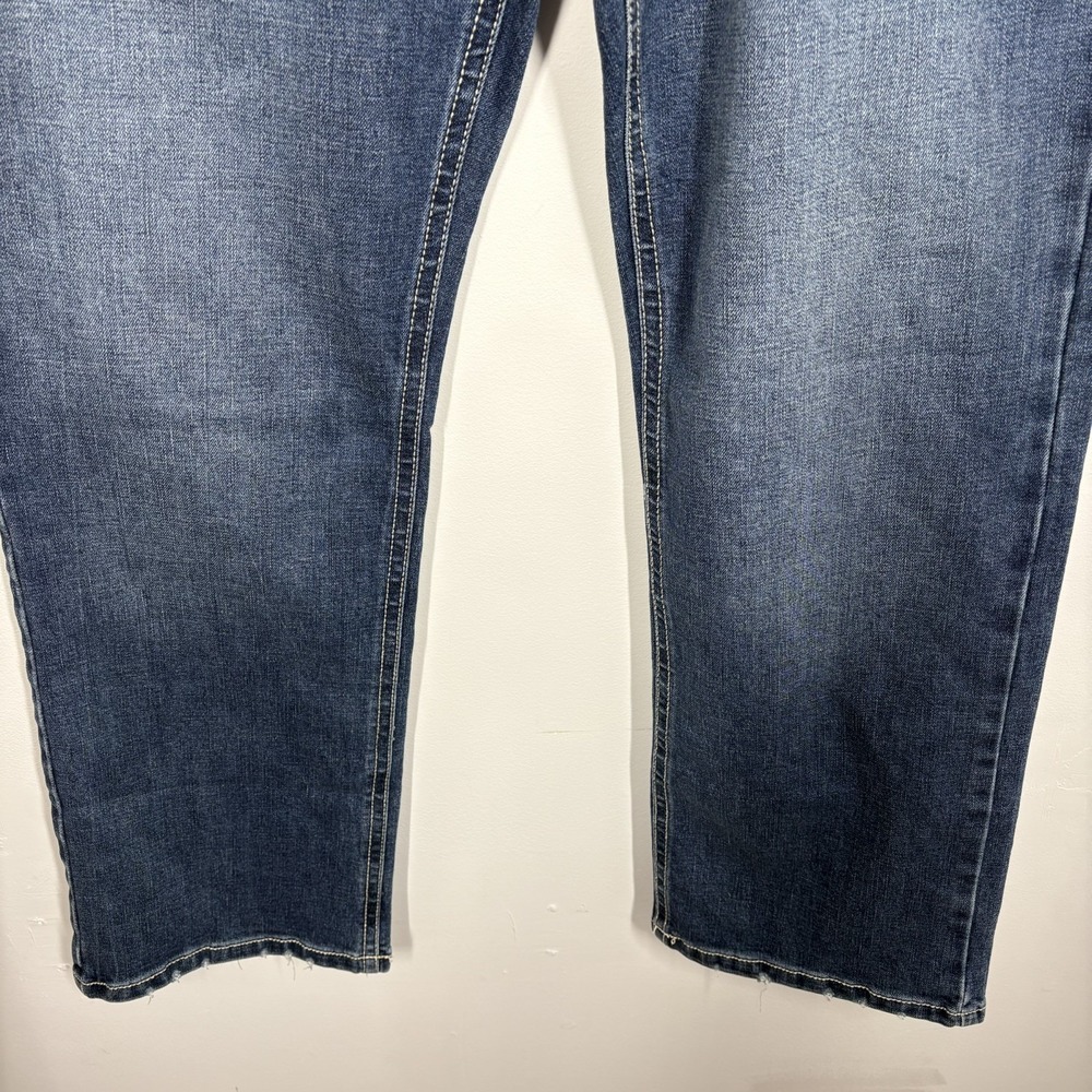 TK Axel Mens Slim Bootcut Jeans Size 38x31* Blue Medium Wash Distressed‎ Denim - Picture 7 of 15